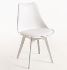 Chaise moderne polypropylène et coussin d'assise simili cuir blanc Arko - Lot de 2