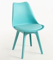 Chaise moderne polypropylène et coussin d'assise simili cuir vert Arko - Lot de 2