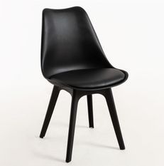 Chaise moderne polypropylène et coussin d'assise simili cuir noir Arko - Lot de 2