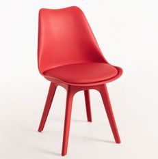 Chaise moderne polypropylène et coussin d'assise simili cuir rouge Arko - Lot de 2