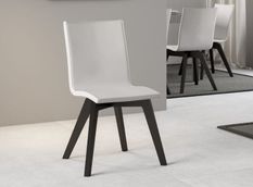 Chaise moderne simili cuir blanc et pieds anthracite Julak