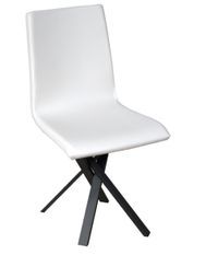 Chaise moderne simili cuir blanc et pieds métal anthracite Amanda