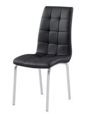 Chaise moderne simili cuir et pieds métal chromé Maeva - Lot de 6