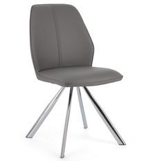 Chaise moderne simili cuir gris et pieds chromé Zebra - Lot de 4