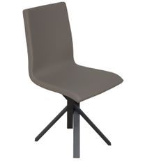 Chaise moderne simili cuir marron et pieds métal anthracite Amanda