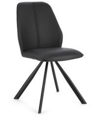 Chaise moderne simili cuir noir et pieds acier noir Zebra - Lot de 2