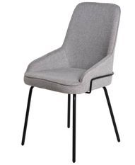 Chaise moderne tissu gris clair et pieds métal noir Loven