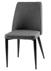 Chaise moderne tissu gris foncé rembourré et pieds métal noir Maliza