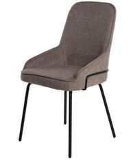 Chaise moderne tissu marron et pieds métal noir Loven