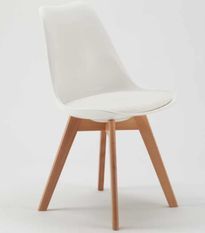 Chaise naturel et blanc avec coussin simili cuir Anko - Lot de 2