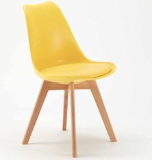 Chaise naturel et jaune avec coussin simili cuir Anko - Lot de 2