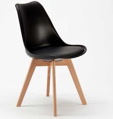 Chaise naturel et noir avec coussin simili cuir Anko - Lot de 2