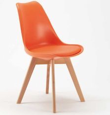 Chaise naturel et orange avec coussin simili cuir Anko - Lot de 2