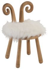 Chaise oreille de mouton bois naturel et blanc D 36 cm