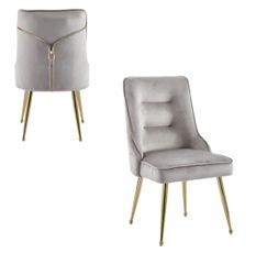 Chaise originale velours et pieds métal doré Farma - Lot de 2