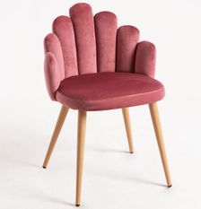 Chaise originale velours rose foncé et pieds métal naturel Achille - Lot de 2