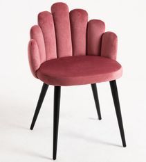 Chaise originale velours rose foncé et pieds métal noir Achille - Lot de 2