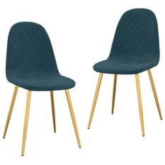 Chaise pieds métal doré et assise velours bleu Skyla - Lot de 2