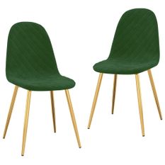 Chaise pieds métal doré et assise velours vert foncé Skyla - Lot de 2