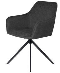 Chaise pivotante à 180º avec accoudoir tissu et pieds métal noir Valera