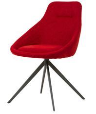 Chaise pivotante à 180º avec accoudoirs tissu rouge et pieds métal noir Kalo