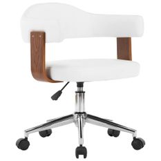 Chaise pivotante de bureau Blanc Bois courbé et similicuir 4