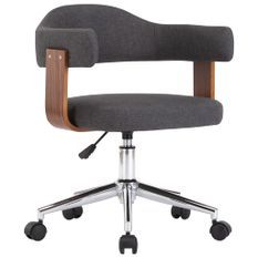 Chaise pivotante de bureau Gris Bois courbé et tissu 4