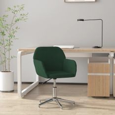 Chaise pivotante de bureau Vert foncé Tissu