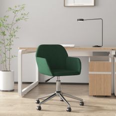 Chaise pivotante de bureau Vert foncé Tissu