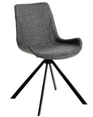 Chaise pivotante tissu gris et pieds acier noir Ella - Lot de 2