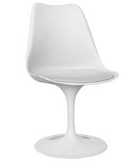 Chaise pivotante Tulipa - Blanche avec coussin en simili cuir