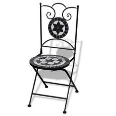 Chaise pliable métal et céramique noir Ivai - Lot de 2