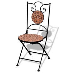 Chaise pliable métal noir et céramique marron Ivai - Lot de 2