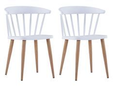Chaise polypropylène blanc et pieds bois clair Noza - Lot de 2