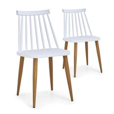 Chaise polypropylène blanc et pieds métal beige Nordi - Lot de 2