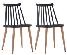 Chaise polypropylène noir et pieds bois clair Neez - Lot de 2