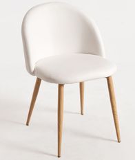 Chaise rembourrée simili cuir blanc et pieds acier naturel Kiluma