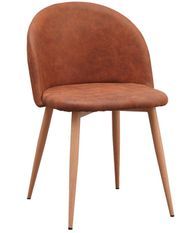 Chaise rembourrée simili cuir marron clair et pieds acier naturel Kiluma