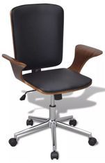 Chaise rotative avec accoudoirs similicuir bois et métal chromé noir Mikonel