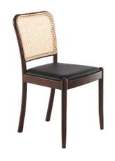 Chaise rotin simili cuir noir et bois de frêne Emile - Lot de 2