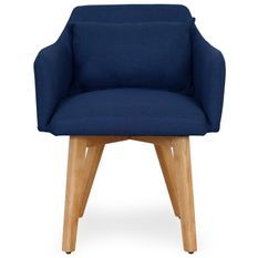 Chaise scandinave avec accoudoir tissu bleu Kendi