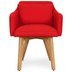 Chaise scandinave avec accoudoir tissu rouge Kendi