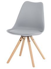 Chaise scandinave gris assise coussin simili cuir Norda