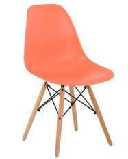 Chaise scandinave orange et bois naturel Bristol - Lot de 2