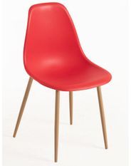Chaise scandinave rouge et naturel Kerry - Lot de 2