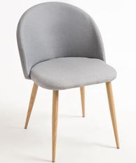 Chaise scandinave tissu gris et pieds métal clair Kazon - Lot de 2