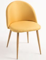Chaise scandinave tissu jaune et pieds métal clair Kazon - Lot de 2