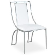 Chaise simili blanc et pieds métal argenté Carita - Lot de 2
