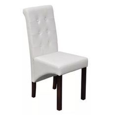 Chaise simili cuir blanc et pieds bois massif Zinar - Lot de 2