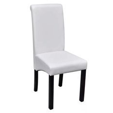 Chaise simili cuir blanc et pieds bois noir Acheet - Lot de 4